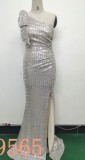 Sequins Clothing Long One-Shoulder Slim-Fit Fishtail Wedding Dress