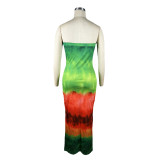 Women's Digital Positioning Print Wrap Dresses Club Maxi Dress