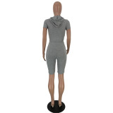 Women's Fashion Solid Color Hooded Casual Cotton Casual Suit