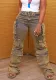 Women's Street Hipster Multi Pocket Cargo Pants Street Wash Distressed Denim Pants