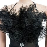 Fashion Ladies Solid Feather Strapless Sleeveless Dress