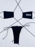 Sexysolid Color Lace Up Bikini Swimsuit