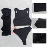 See-Through Skirt Camisole Brief Three-Piece Swimwear Set