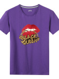 Women'S Casual Style Short Sleeve Top Lip Print Fashion T-Shirt