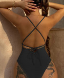 Sexy Solid Backless One Piece Swimsuit