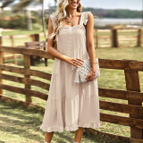 Women Summer Elegant Strap Solid Maxi Dress