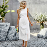 Women Solid Summer Sleeveless Maxi Dress