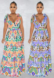 Women Multi-Color Sleeveless Lace-Up Maxi Dress