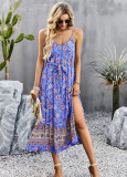 Women Summer Bohemian Holidays Split Slip Maxi Dress
