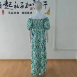 Women Boho Print Off Shoulder Holidays Oversized Dress