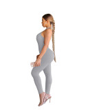 Women Sexy Solid Slim Backless Sports Jumpsuit
