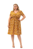 Plus Size Women Summer Short Sleeve Printed Dress