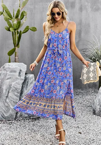 Women Summer Bohemian Holidays Split Slip Maxi Dress