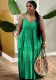 Summer Plus Size Women's Solid Color Sexy Camisole Pleated Patchwork Fashion Casual Dress