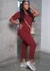 Plus Size Solid Color Slit V-Neck Two-Piece Set