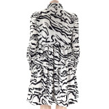 Summer Leopard Print Turndown Collar Single Breasted Long Sleeve Shirt Fashionable Casual Plus Size Ladies Dress