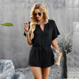 Solid Color Jumpsuit Women's Summer Home Casual Rompers