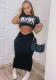 Summer Fashion Casual Acdc Short Sleeve Printed Maxi Skirt Set