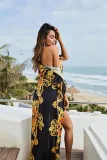 Fashion Sexy Print Cape + Bikini Two Pieces Swimsuit