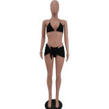 Fashion Sexy Frühlings-Sommer-Bikini-Neckholder-Badeanzug, dreiteiliges Set