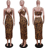 Women's Fashion Sling Cutout Print Sexy Patchwork Dress