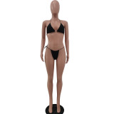 Fashion Sexy Spring Summer Bikini Halter Neck Swimsuit Three-Piece Set