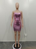 Shiny Solid Color Tube Dress