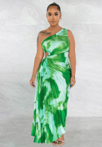Schmales, plissiertes Kleid mit One-Shoulder-Ausschnitt