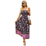 Strapless Printed Dress Summer Bohemian Casual Holidays Maxi Dress