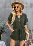 Solid Color Jumpsuit Women's Summer Home Casual Rompers