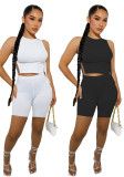 Women's Solid Style Slit Tank Shorts Two-Piece Set