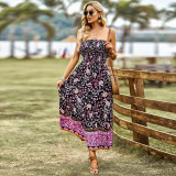 Strapless Printed Dress Summer Bohemian Casual Holidays Maxi Dress