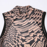 Mesh-Sterndruck sexy hohler Pullover-Overall mit niedrigem Rücken Bleistift Enge Hose zweiteiliges Set