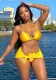 Fashion Sexy Spring Summer Bikini Halter Neck Swimsuit Three-Piece Set