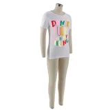 Round Neck Casual Letter Printing Sensation Short Sleeve T-Shirt Women's Trendy Top