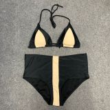 Women Two Pieces Swimsuit Plus Size Color Block High Waist Bikini Swimsuit
