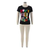 Round Neck Casual Letter Printing Sensation Short Sleeve T-Shirt Women's Trendy Top