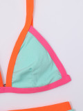 Two Piece Swimwear Color Block Triangle Sexy Low Back Bikini Swimsuit Women