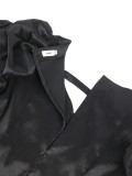 Fashion V-Neck Lantern Sleeve Short Top Casual Slim Waist Slim Fit Women's T-Shirt