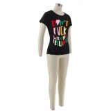 Round Neck Casual Letter Printing Sensation Short Sleeve T-Shirt Women's Trendy Top
