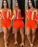 Summer Women's Pleated Off-The-Shoulder Loose Top Bat Sleeves Short-Sleeved T-Shirt