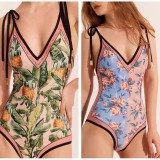 Swimsuit Ladies One Piece Printed Sexy Low Back Swimsuit