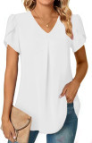 Summer Simple Women's V-Neck Short Sleeve Elegant Lady Shirt