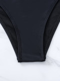 Color Contrast Hollow Low Back Sexy One-Piece Swimsuit For Women