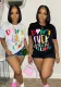 Round Neck Casual Letter Printing Sensation Short Sleeve T-Shirt Women's Trendy Top