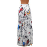 Summer Ladies Fashion Casual Print Loose Swing Skirt