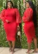 Plus Size Women's See-Through Mesh Balloon Sleeve Bodycon Dress
