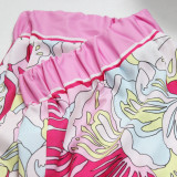 Chiffon Printed Blouse And Shorts Set Sunscreen Long Sleeve Cardigan Beach Holidays Stylish Two-Piece Set