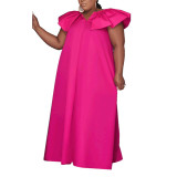 Plus Size WomenRuffles Short Sleeve Maxi Dress