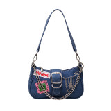 Bolso bandolera de mezclilla con cadena vintage para mujer
